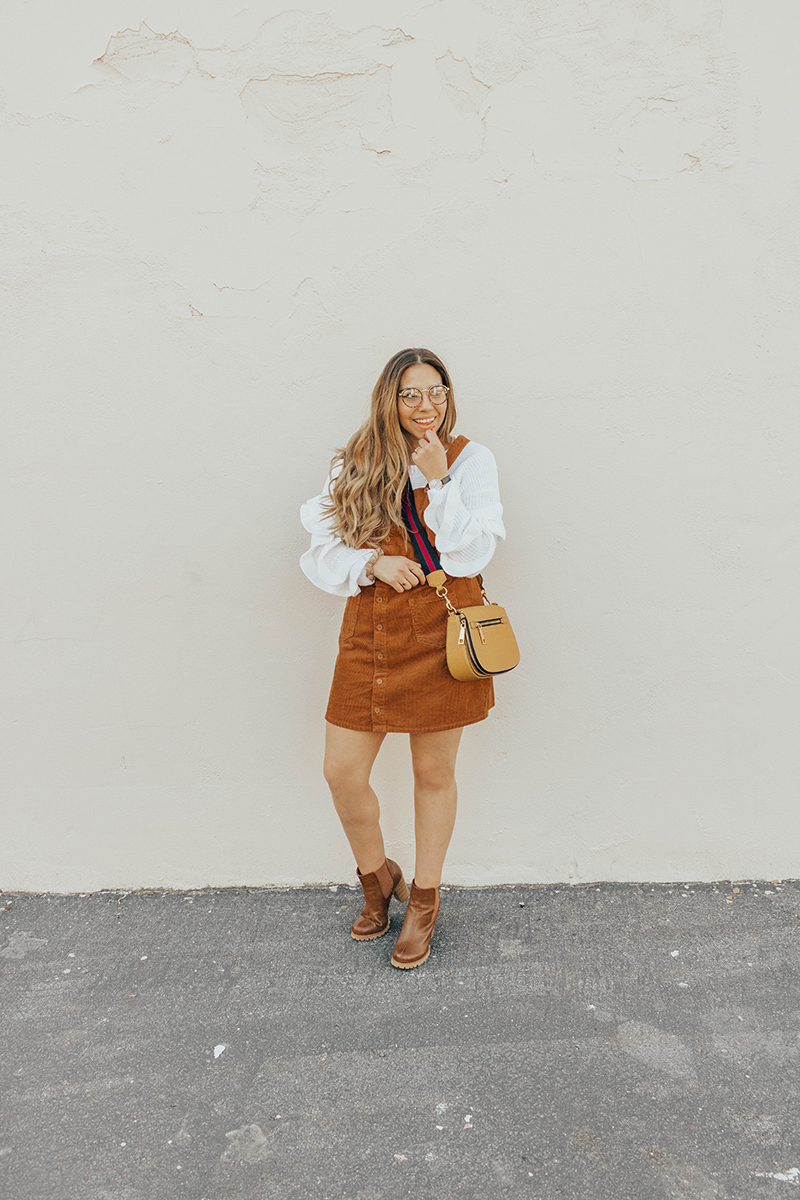 Pinafore Dress & Ruffle Blouse