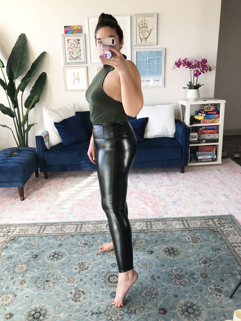 Lauryn Hock reviews budget-friendly faux leather leggings that look like Spanx leggings
