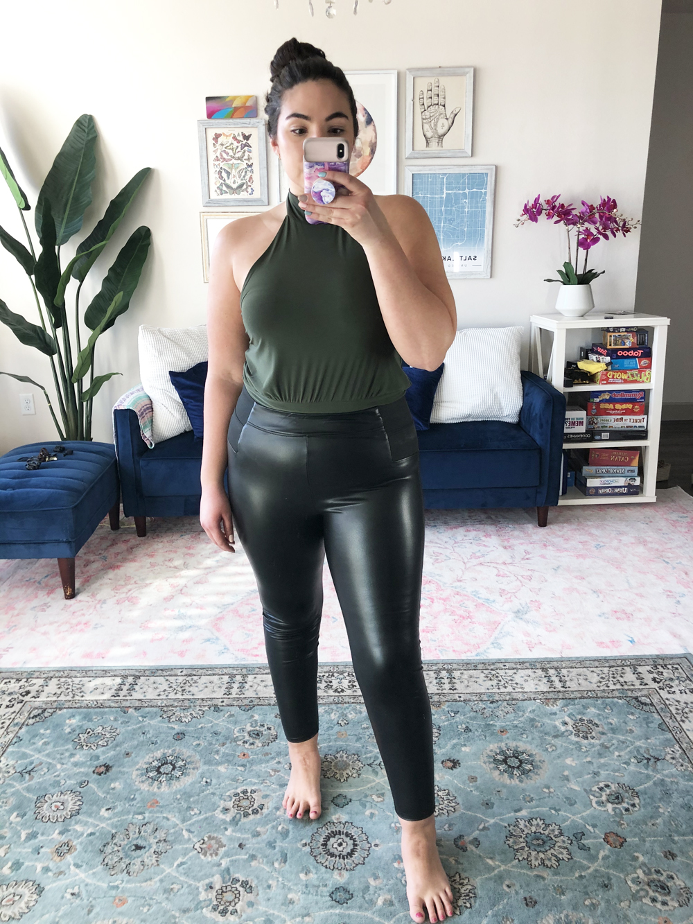 affordable spanx leggings alternative | target faux leather leggings in shiny black