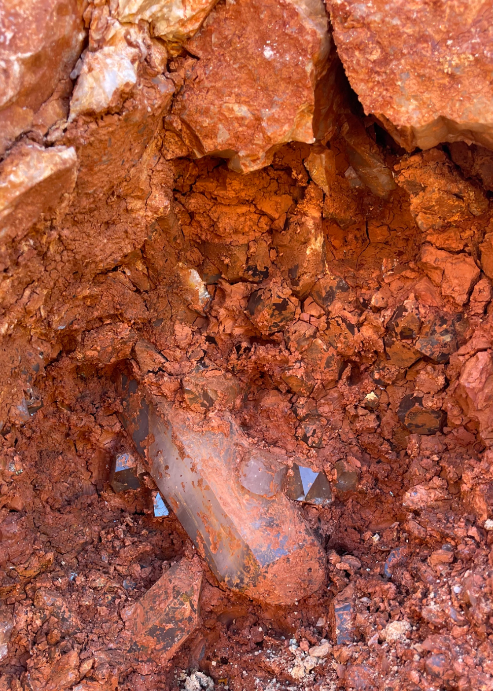 Quartz CRistal in a great pocket at Avant Mining in Hot Springs Arkansas