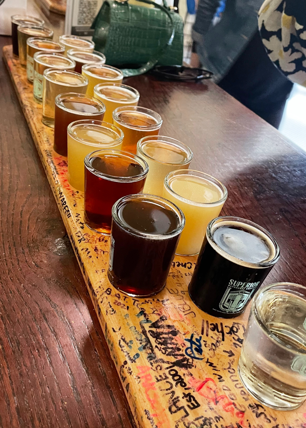 Beer Bath flight at Bathhouse Brewery in Hot SPrings